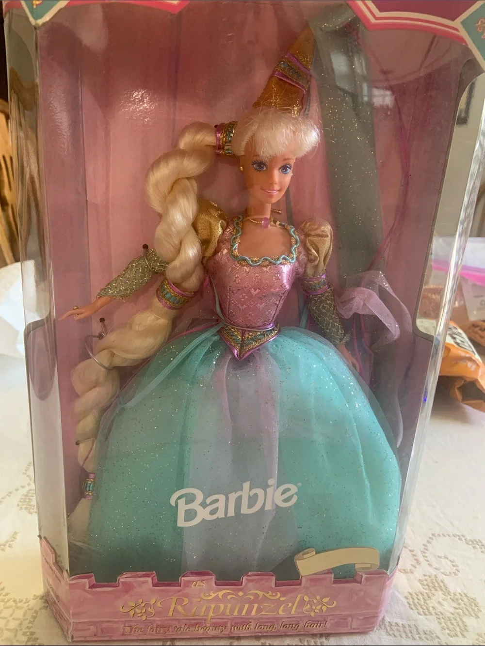Barbie Rapunzel Princess Doll in Pink and Teal-Green Gown